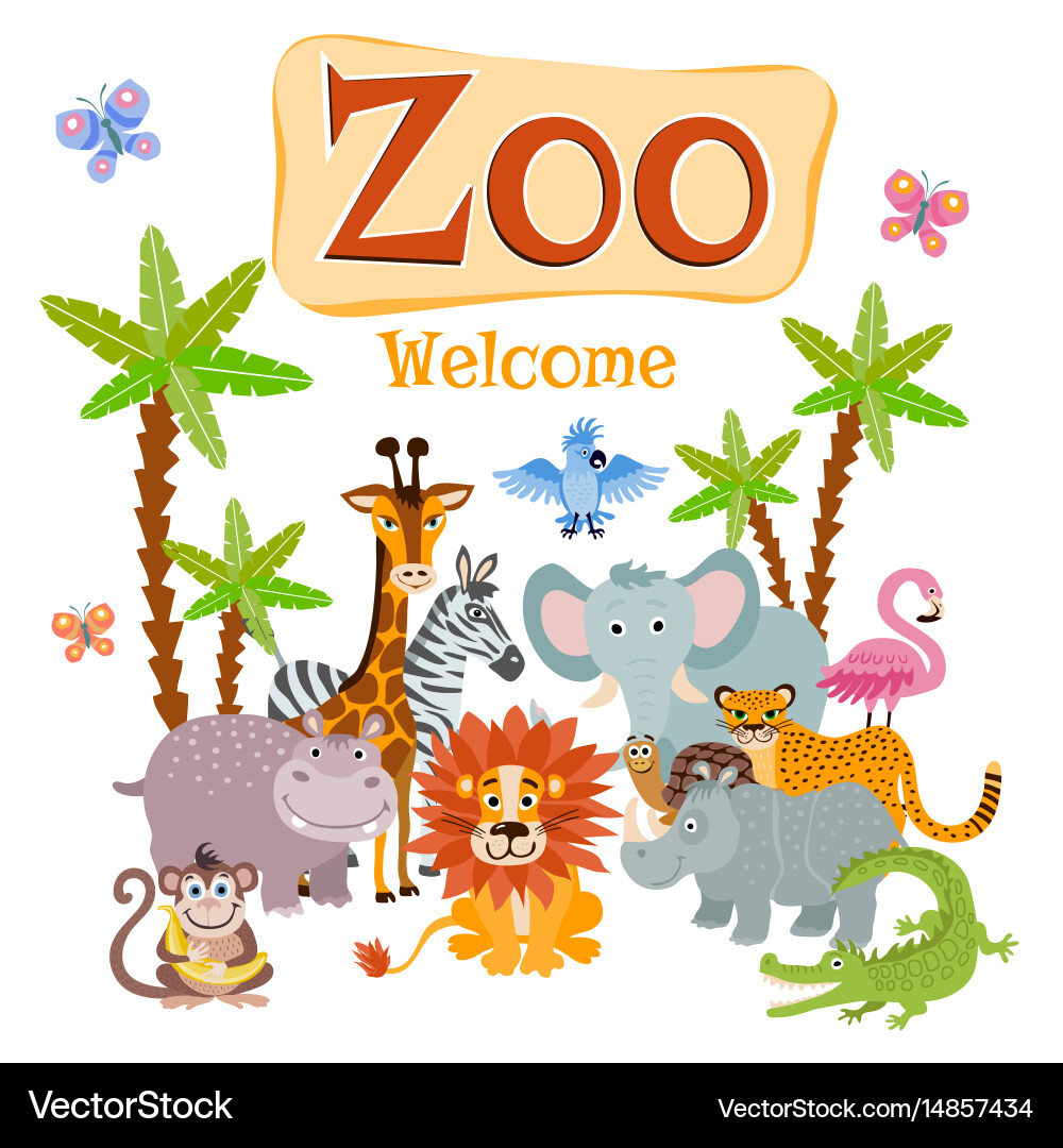 Cartoon Safari Animals Zoo Vector Image