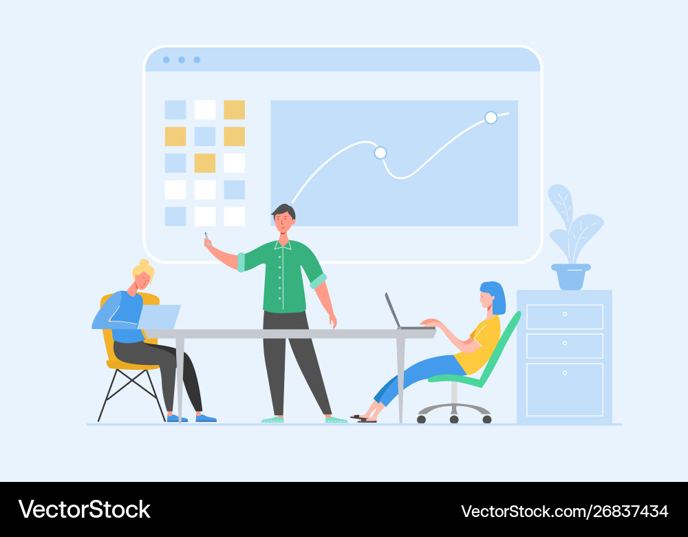 Data analysis concept with characters business Data analysis concept with characters business vector image