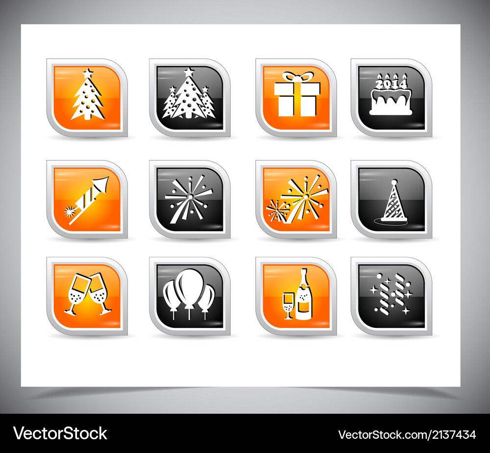 Set of color new year buttons Vector Image