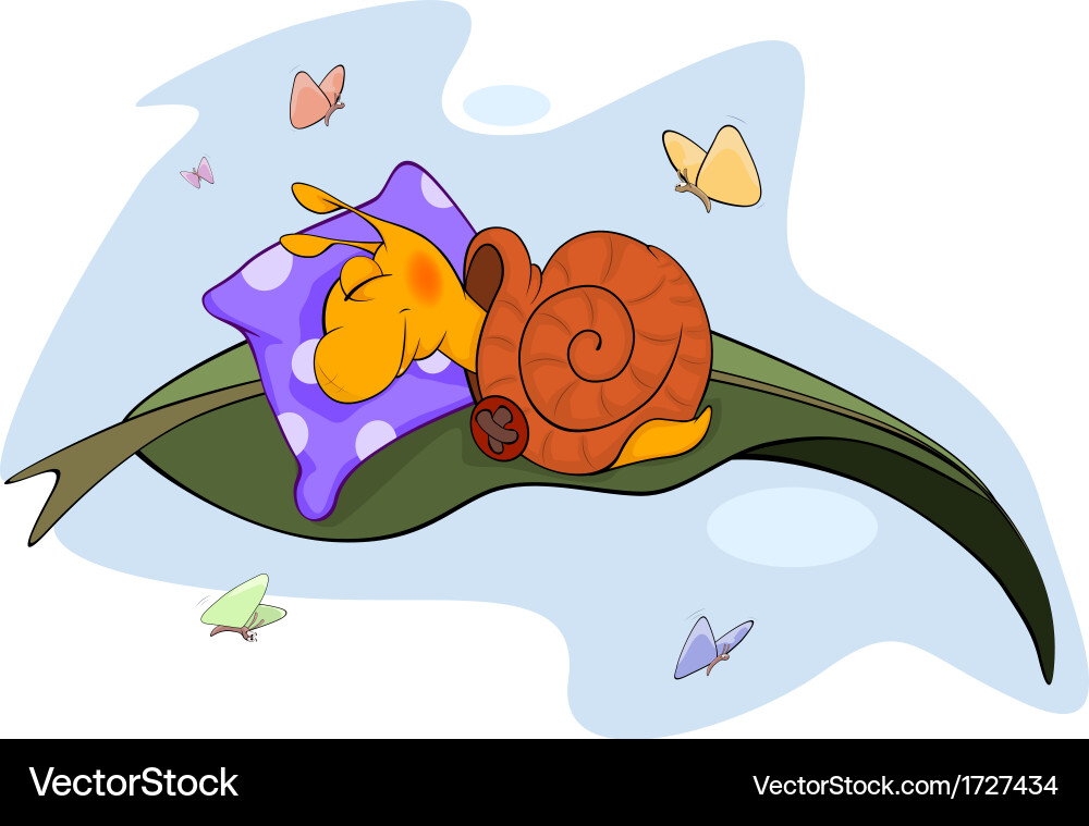 Sleeping Snail on a Pillow Vector Image