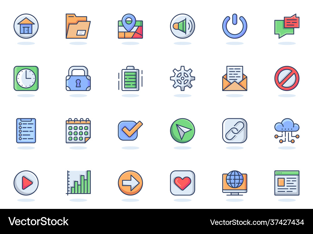User interface buttons web flat line icon vector image