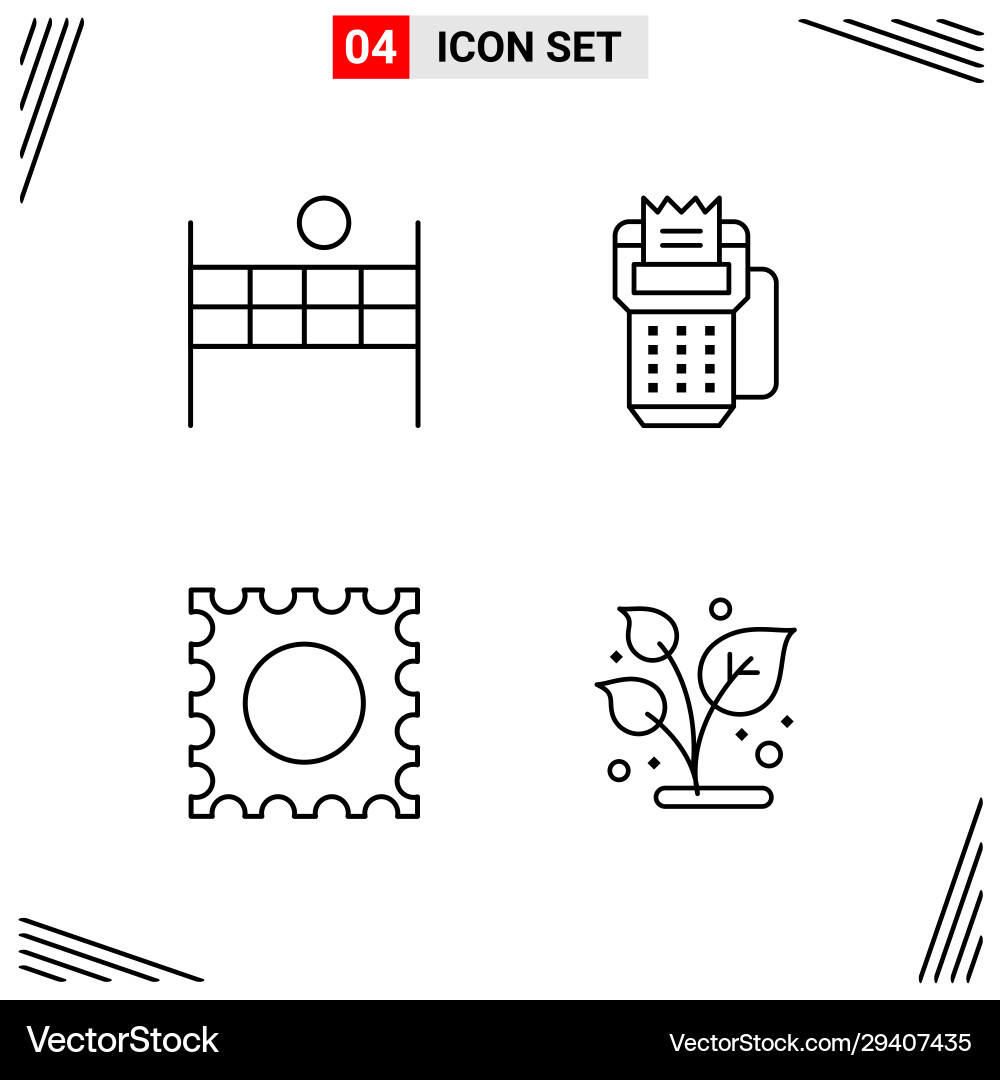 4 icons line style grid based creative outline Vector Image