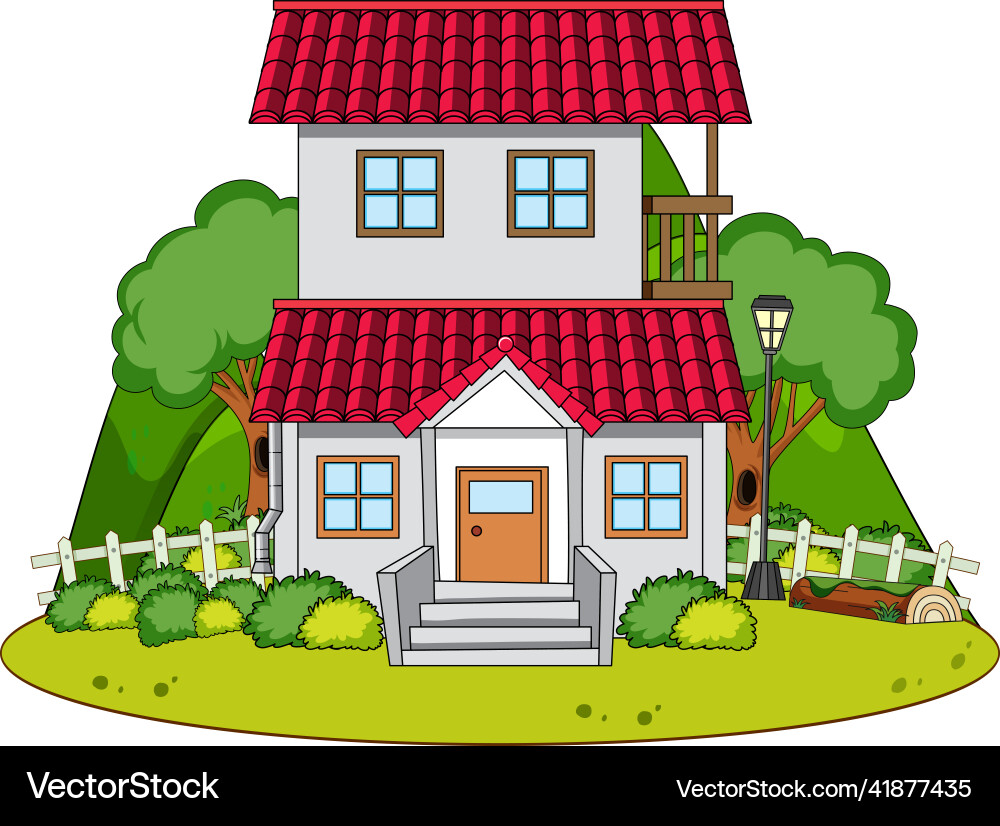 A simple house in nature background – Royalty-Free Vector | VectorStock, image size:1000x826
