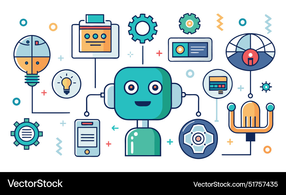 Artificial intelligence icon set flat on white Vector Image