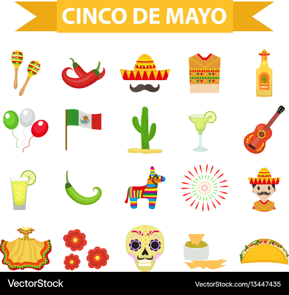 Cinco de mayo icon set Vektorbild