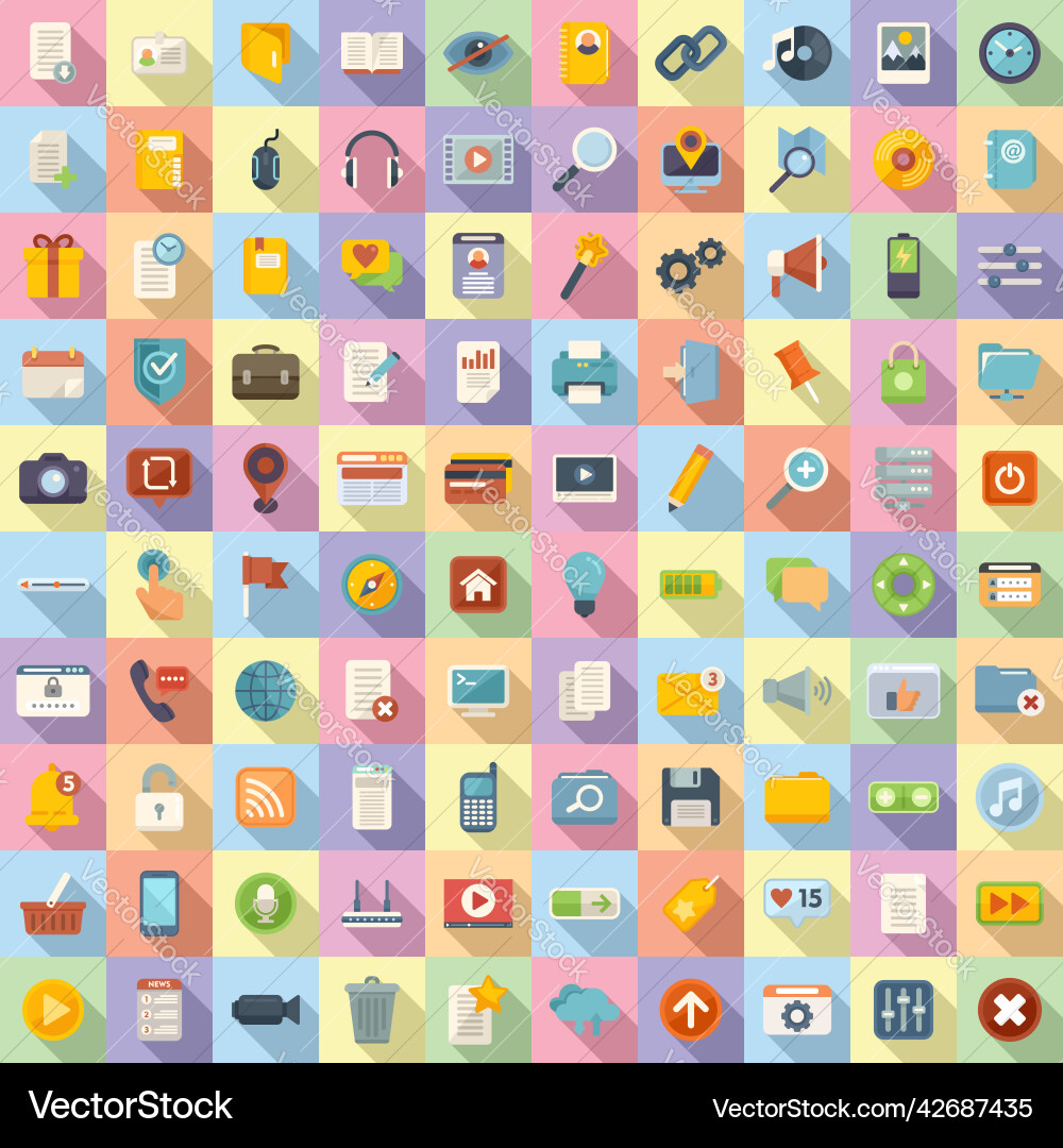 Interface icons set flat comment browser Interface icons set flat comment browser vector image