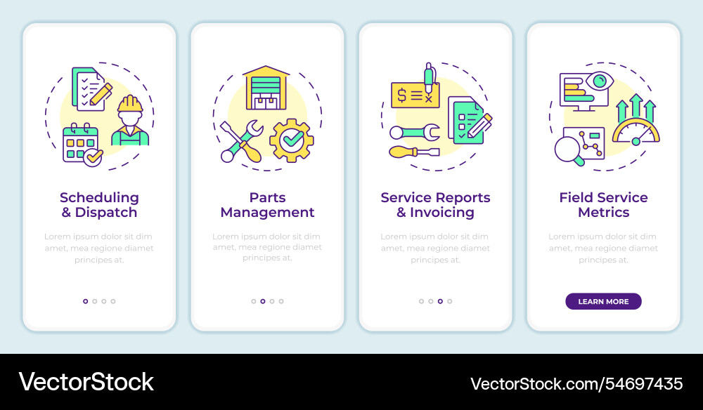 Key components of fsm onboarding mobile app screen vector image