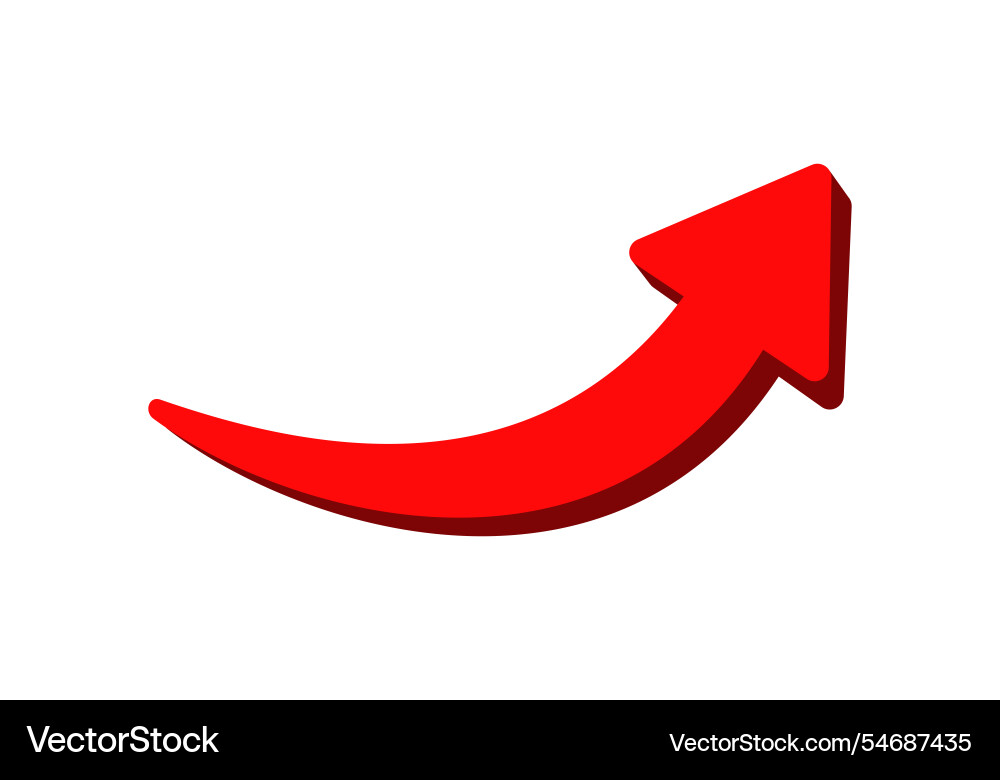 Red curved arrow pointing upward for direction vector image