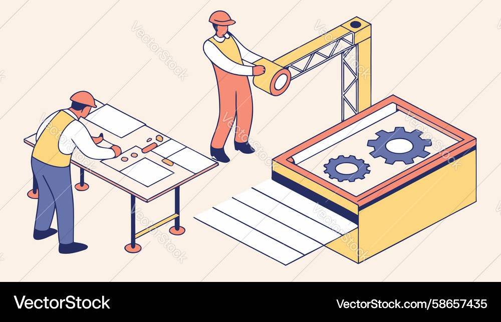 Robotic Arm Automation Blueprint Vector Image