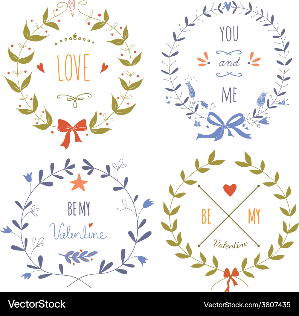 Set of wreaths for the valentines day Vector Image