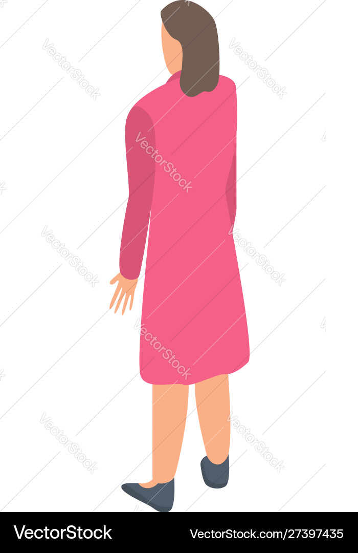 Woman pink dress icon isometric style Woman pink dress icon isometric style Vector Image
