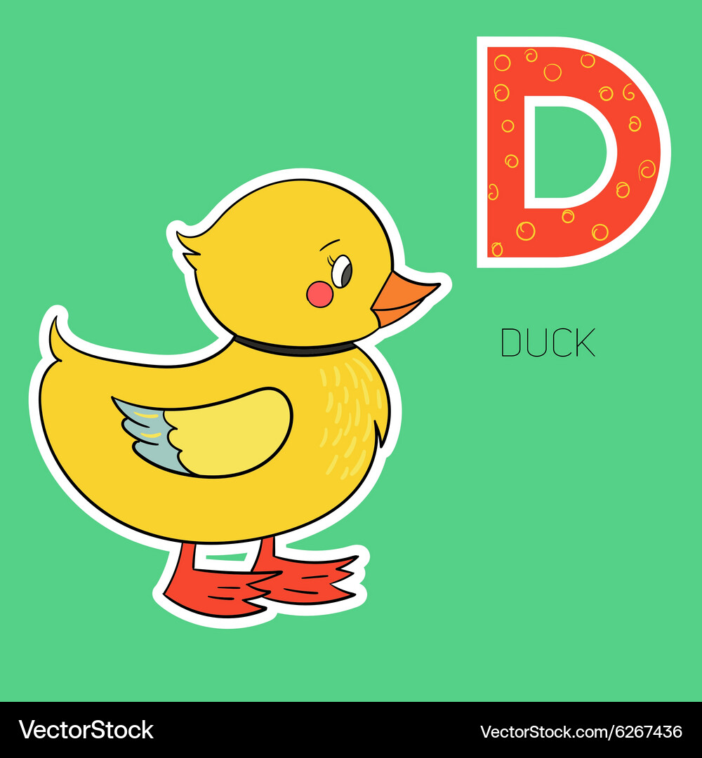 D⭐︎D..Duck Alphabet letter d duck children – Royalty-Free Vector | VectorStock
