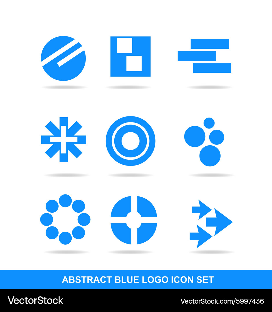 Blue icon logo element set Vector Image