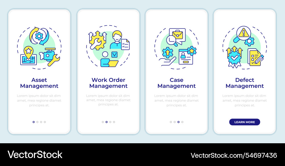 Core features of fsm systems onboarding mobile Core features of fsm systems onboarding mobile vector image