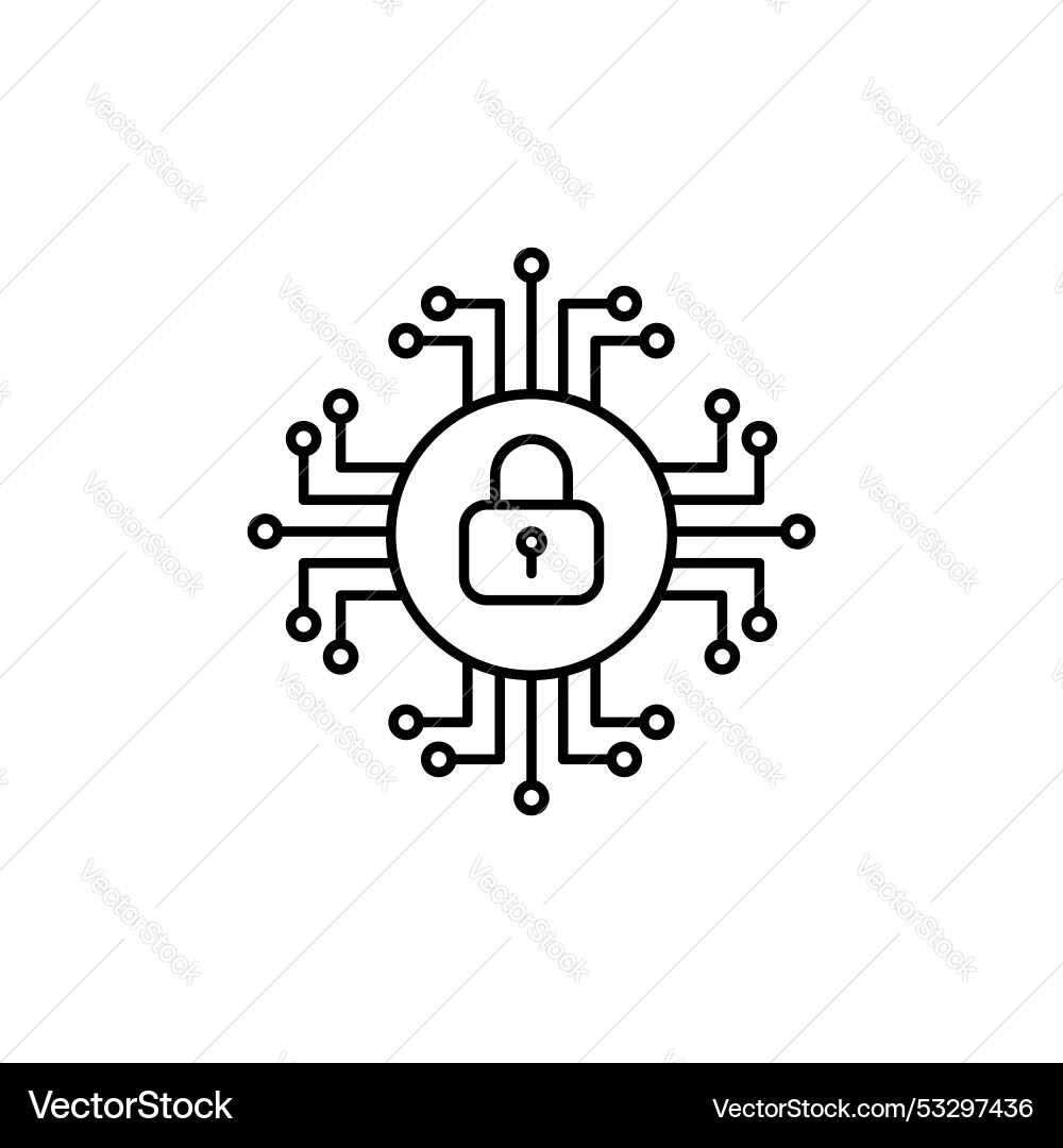 Cyber security icon set digital system data tech Vector Image