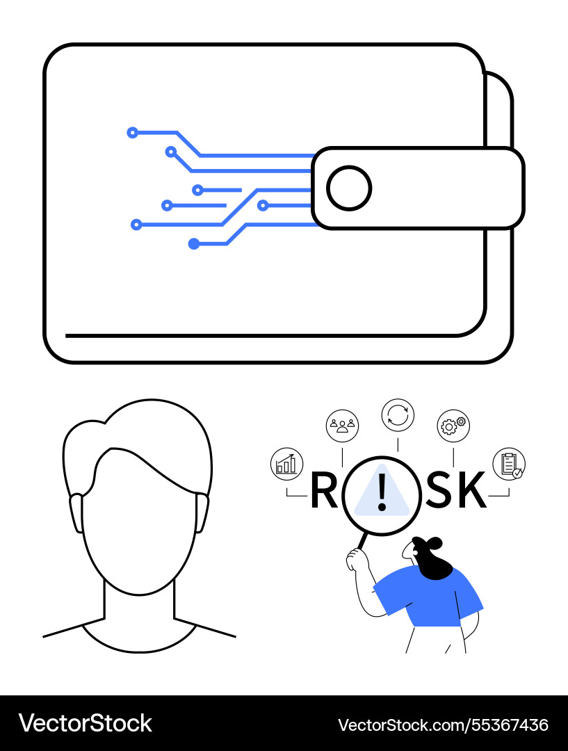 Digital wallet with circuit user profile Digital wallet with circuit user profile vector image