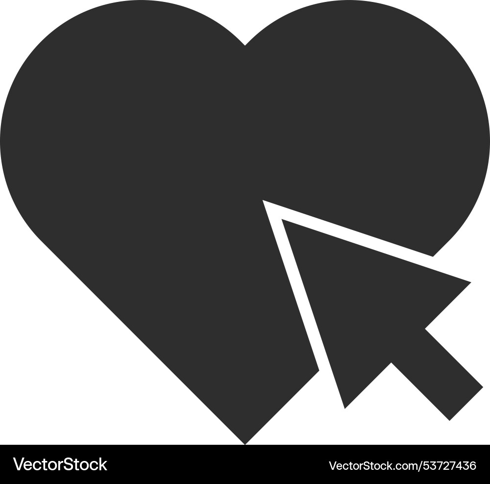 Heart with arrow pointer like button black icon vector image