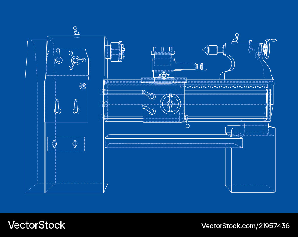 Lathe concept rendering of 3d Lathe concept rendering of 3d Vector Image