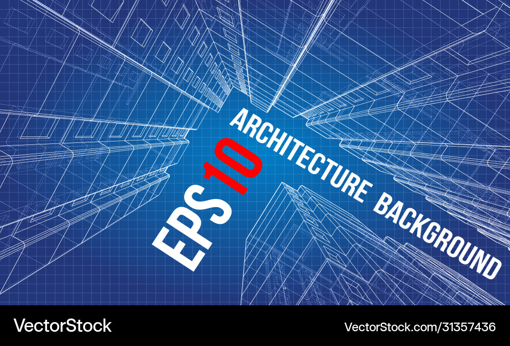 Multi-Story Building Wireframe Model Vector Image