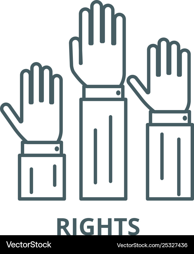 Rightsthree hands up line icon linear Vector Image