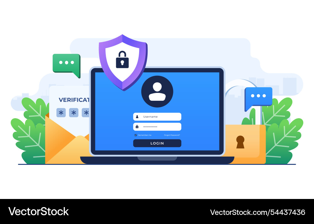 Two-step verification flat template otp Two-step verification flat template otp Vector Image