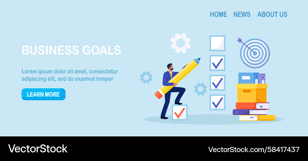 Businessman ticked checkbox after completing Businessman ticked checkbox after completing Vector Image
