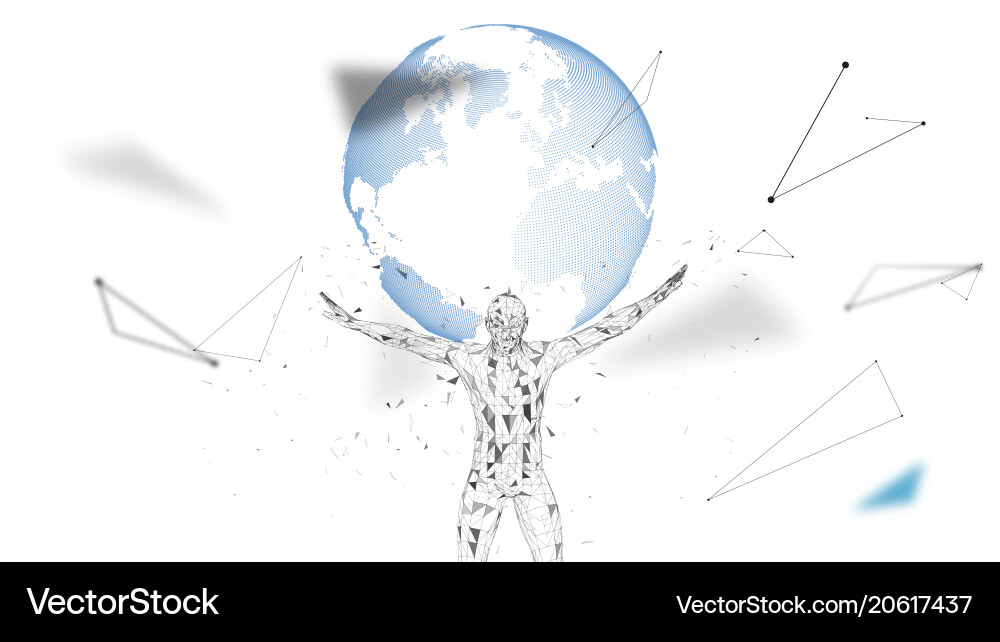 Conceptual abstract man with world globe Conceptual abstract man with world globe vector image