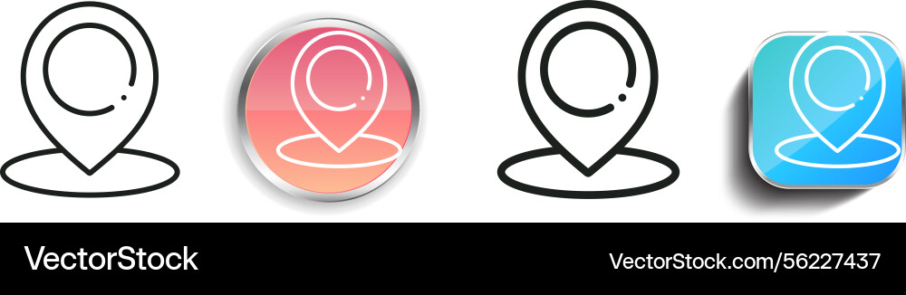 Location pin icon thin linear regular and button vector image