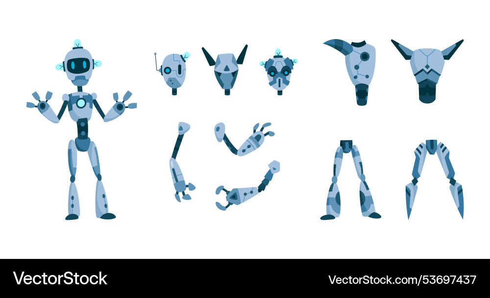 Robot constructor parts and sprites specifically Robot constructor parts and sprites specifically vector image