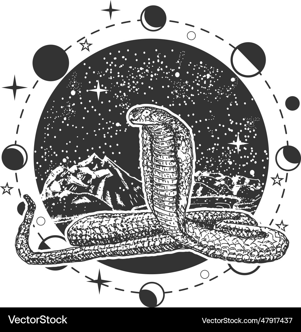 Snake Skizze kosmisches Geheimnis Symbol in Boho-Stil Snake Skizze kosmisches Geheimnis Symbol in Boho-Stil vektorbild