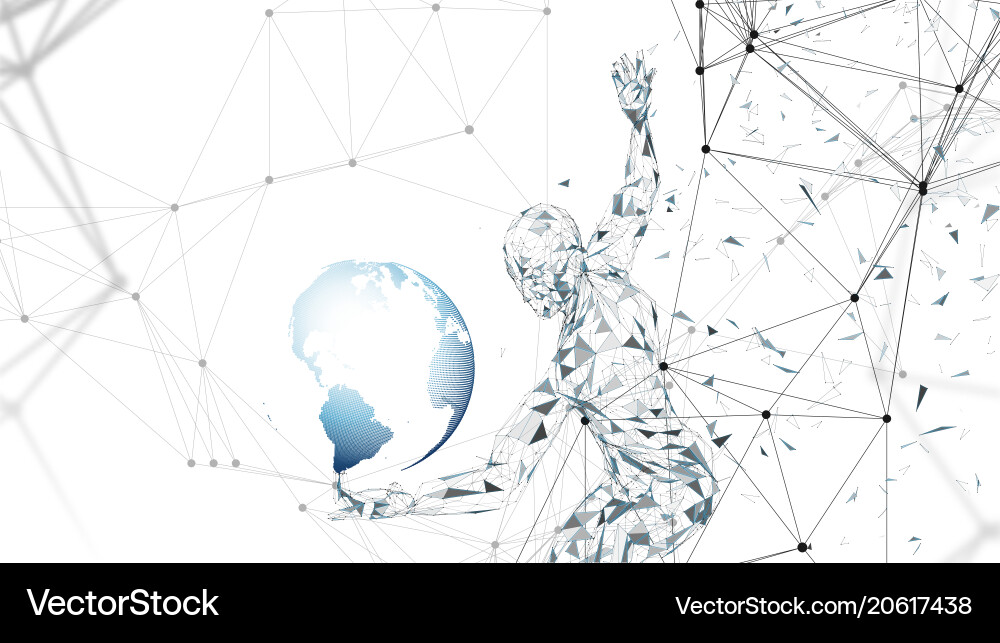 Conceptual abstract man with world globe vector image