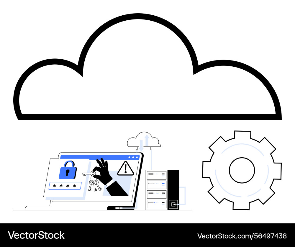 Cybersecurity in cloud computing with security Cybersecurity in cloud computing with security vector image