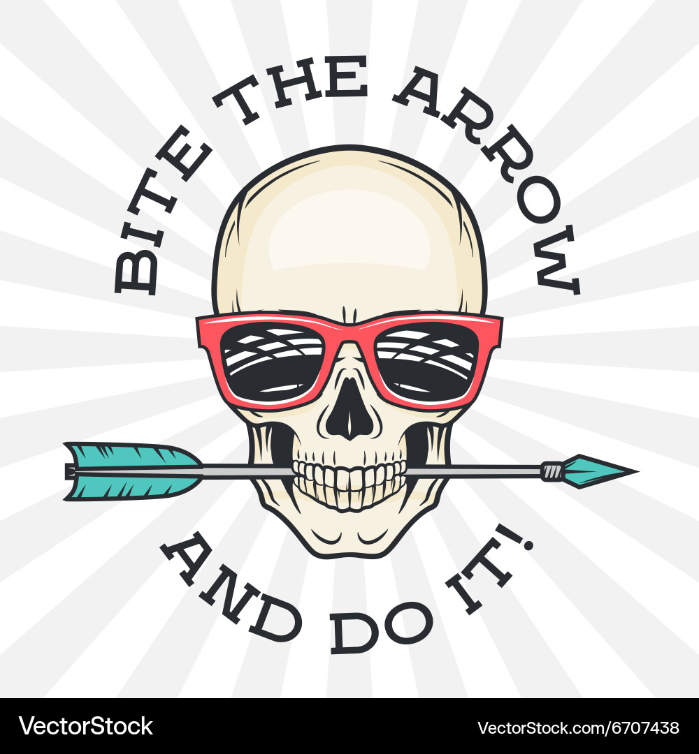 Geek Skull with Arrow Bite Vector Image