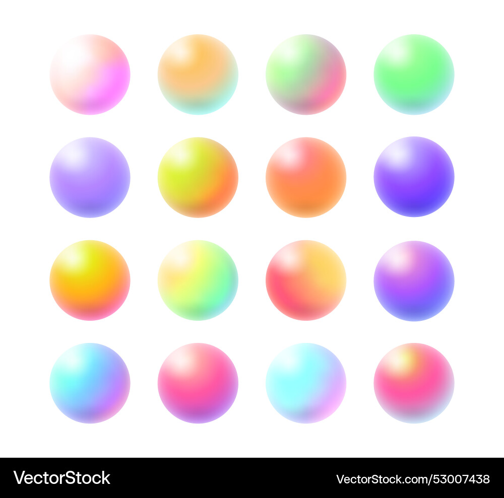 Gradient 3d circles colorful spheres Vector Image