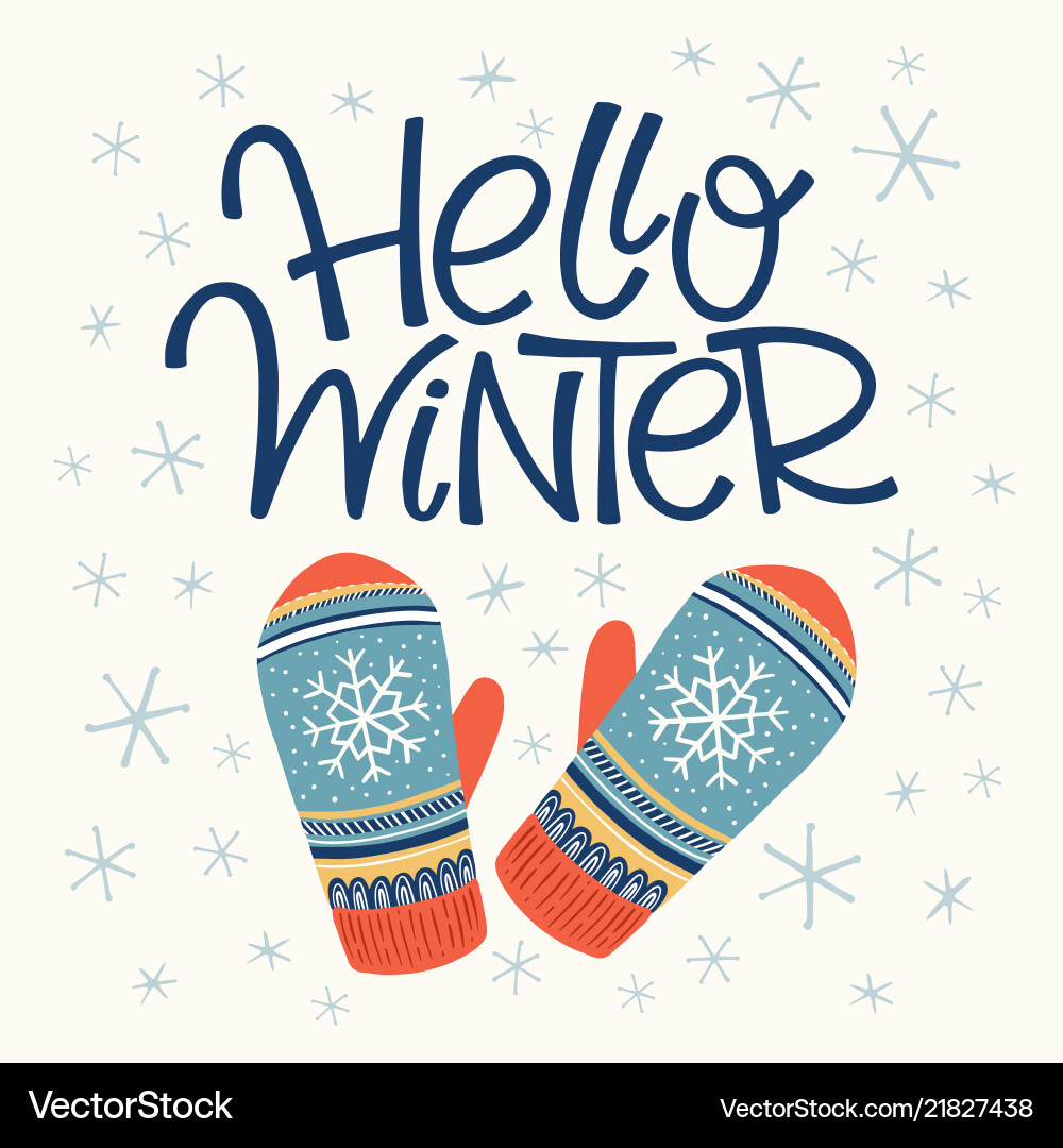 Hello winter card Hello winter card vector image