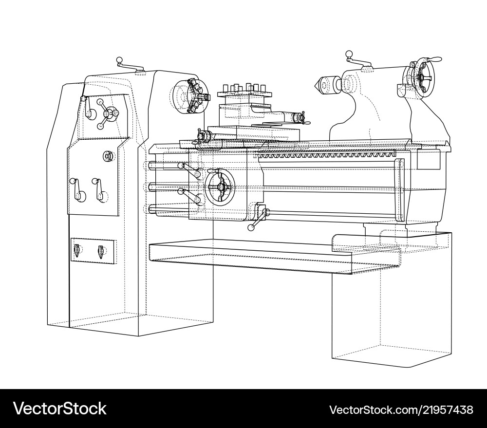 Lathe concept rendering of 3d vector image