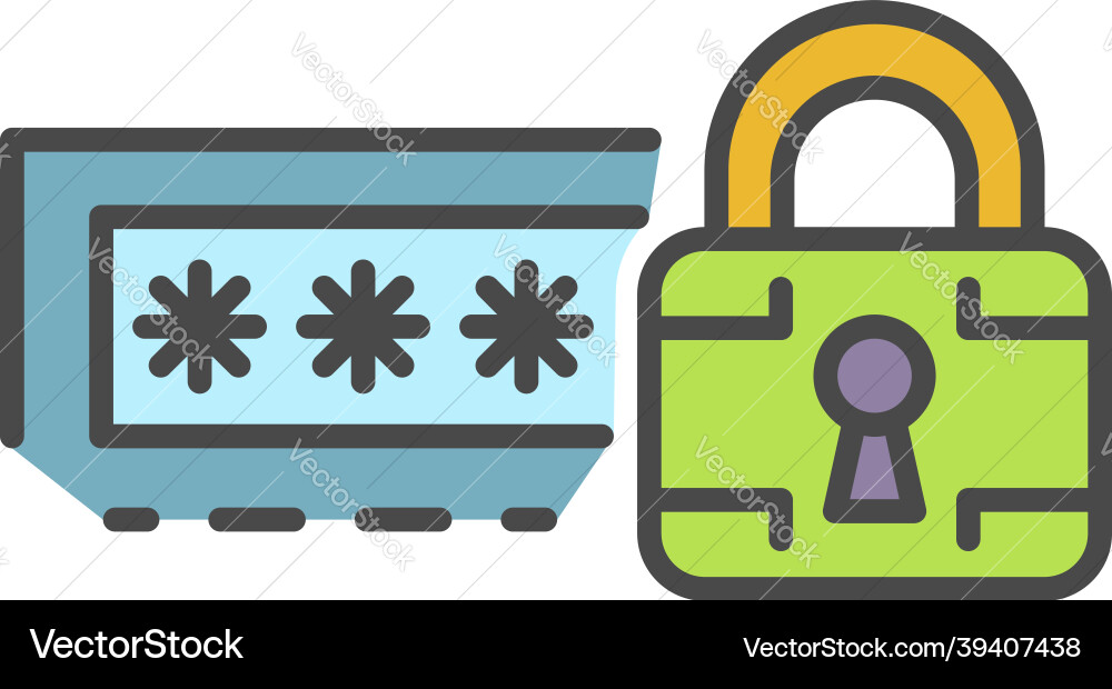 Lock password icon color outline Vector Image