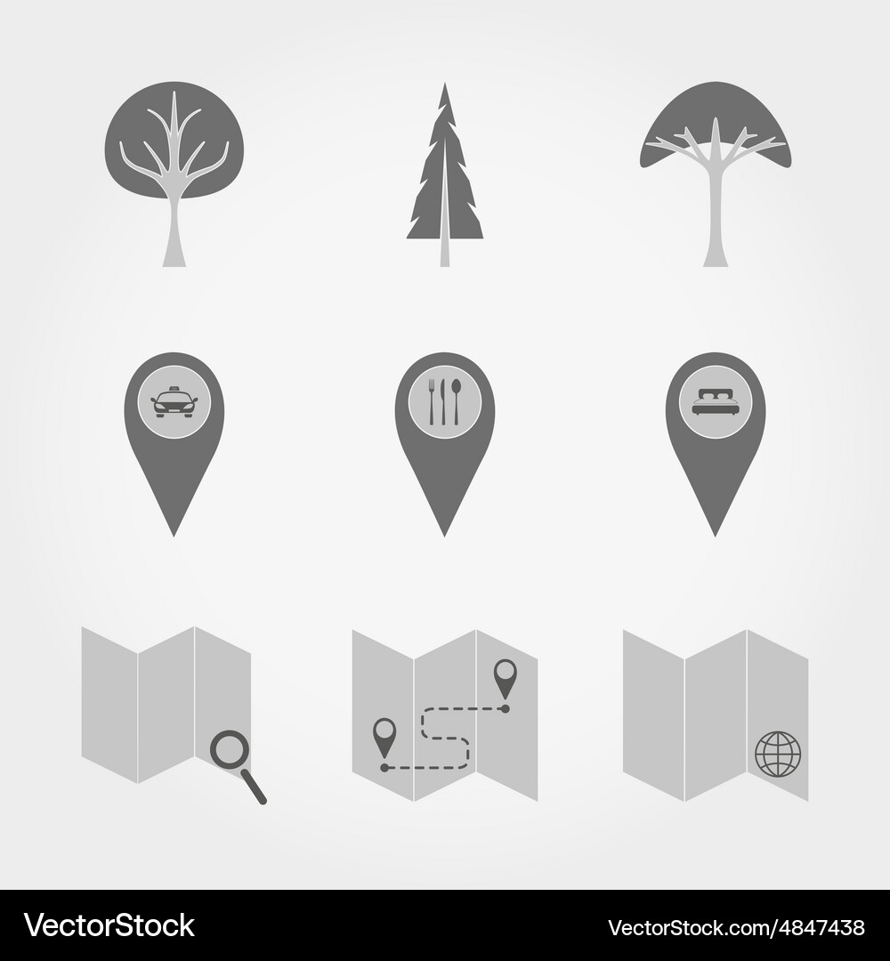 Mapscartographic markers and pointers Vector Image