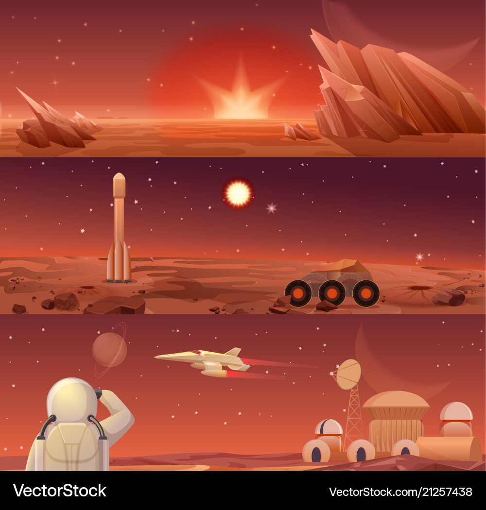 Mars Exploration & Colonization Vector Image