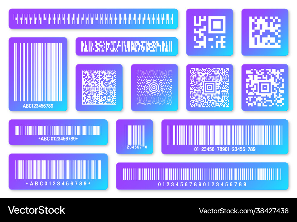 Modern colorful product barcodes and qr codes vector image