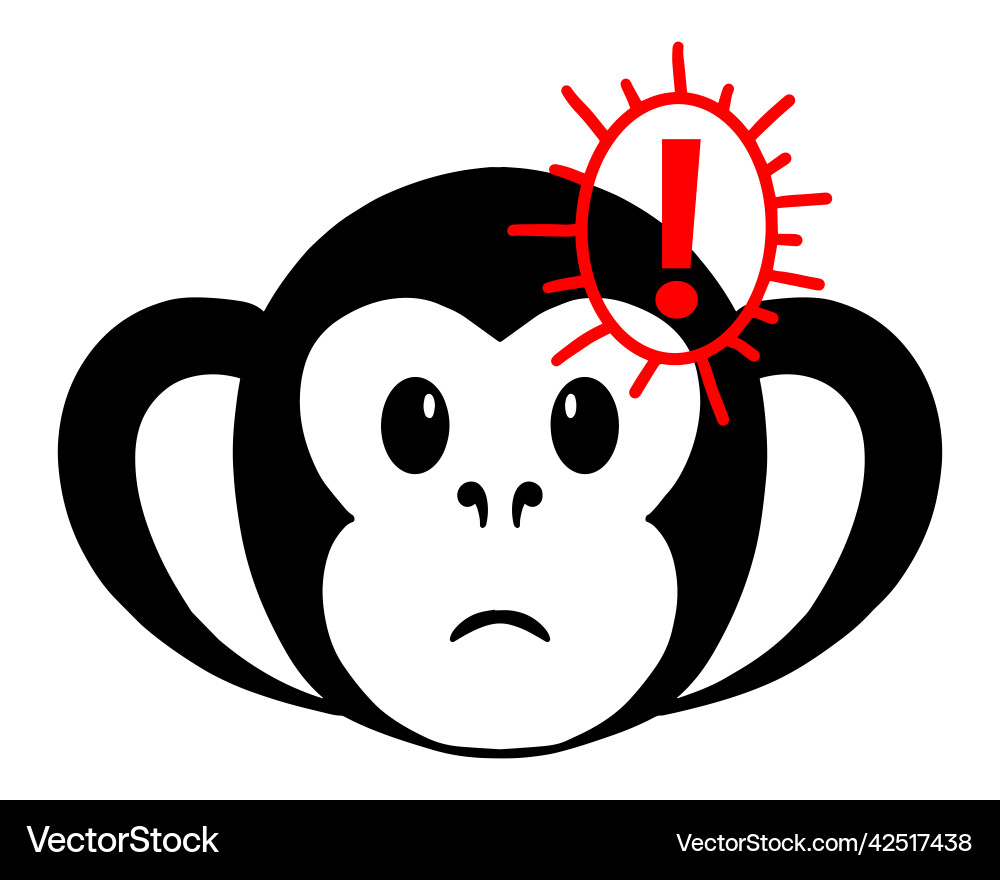 Monkey icon with red Monkey icon with red vector image