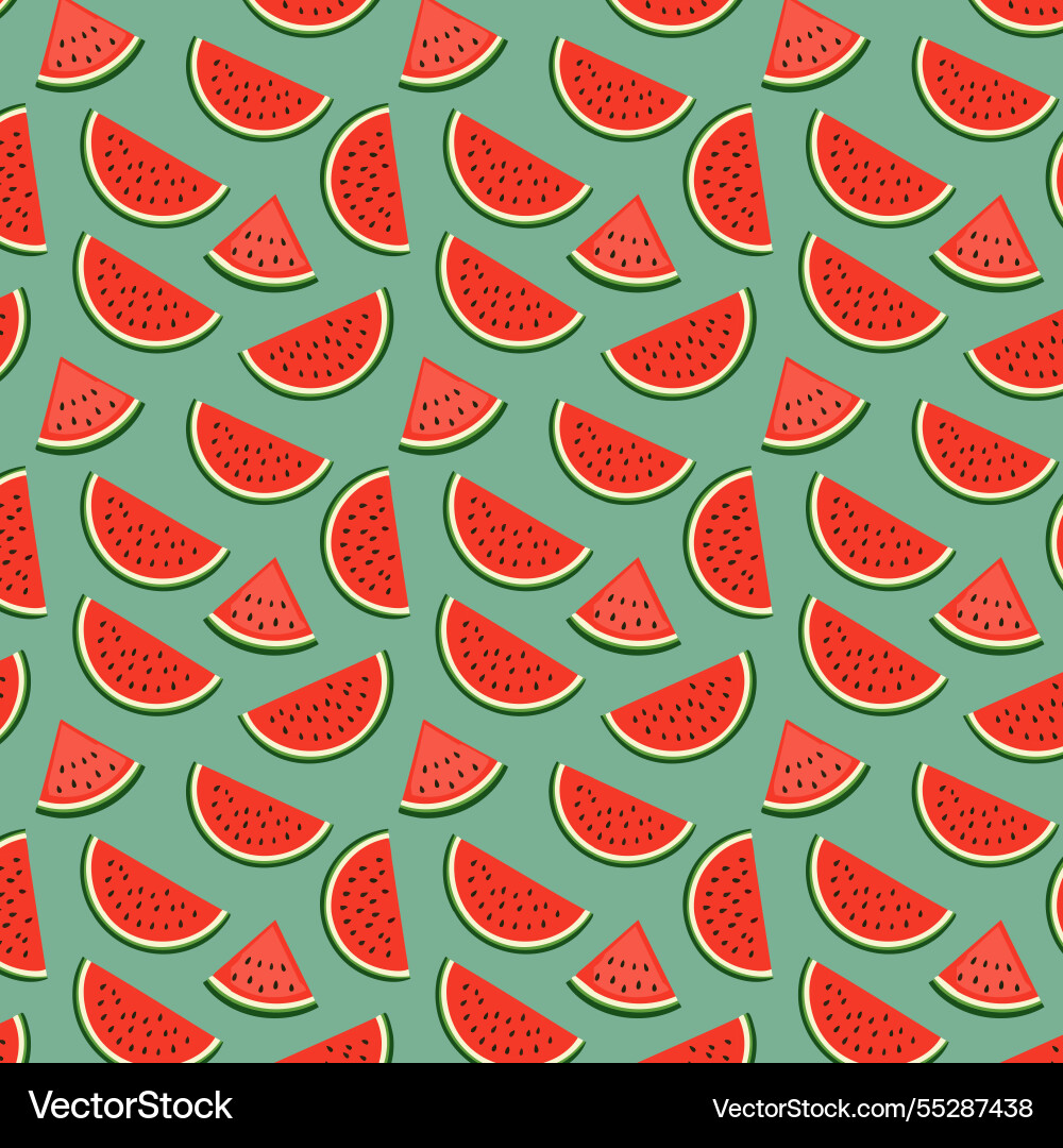 Seamless pattern with watermelon slices in flat Seamless pattern with watermelon slices in flat vector image