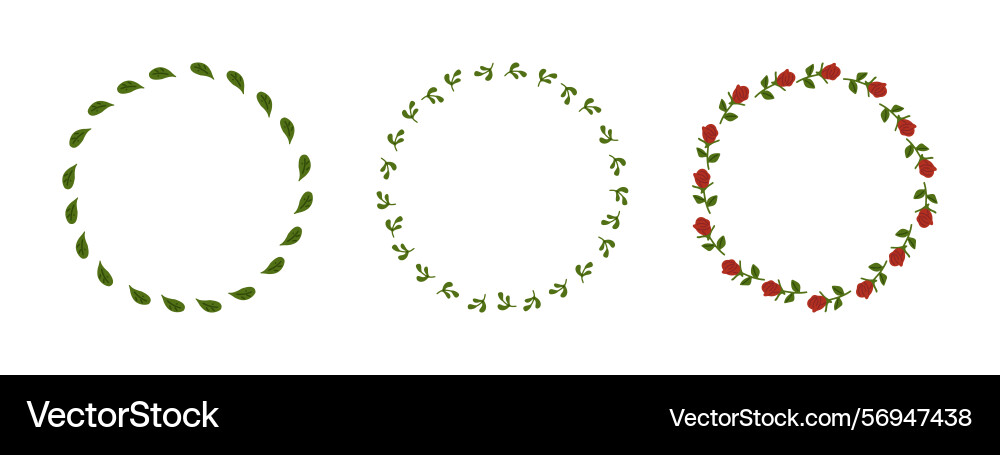 Set of three round botanical frames made Vector Image