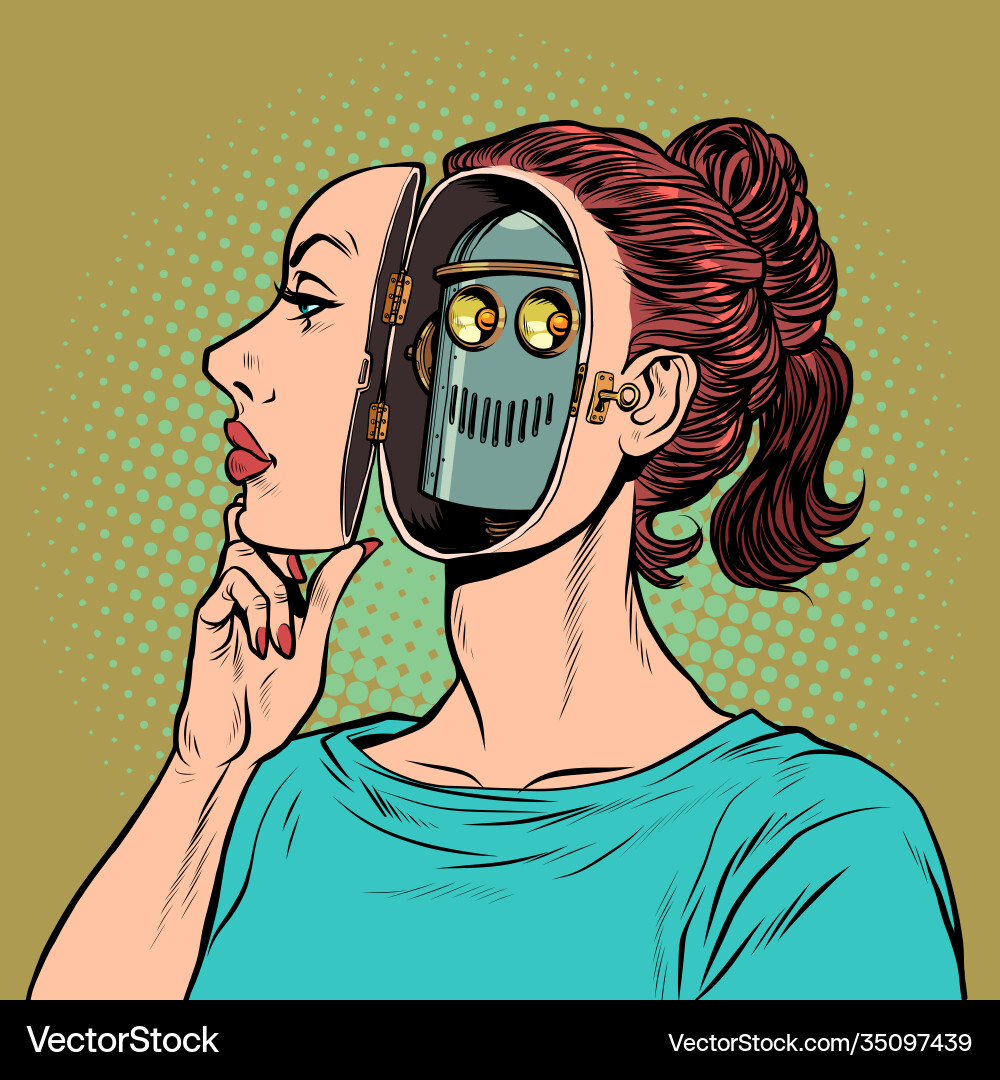 Android Illusion: Robotic Deception vector image