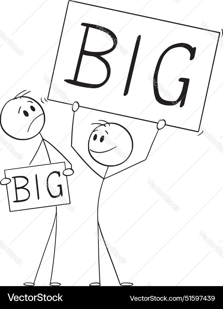Big or even bigger cartoon stick figure Big or even bigger cartoon stick figure vector image
