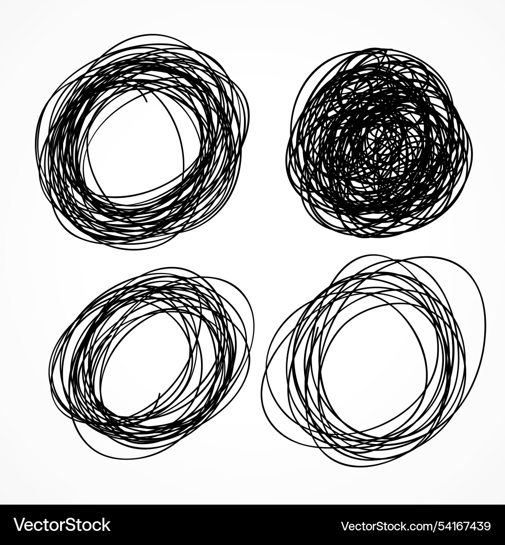 Hand drawn circle scribble set Royalty Free Vector Image