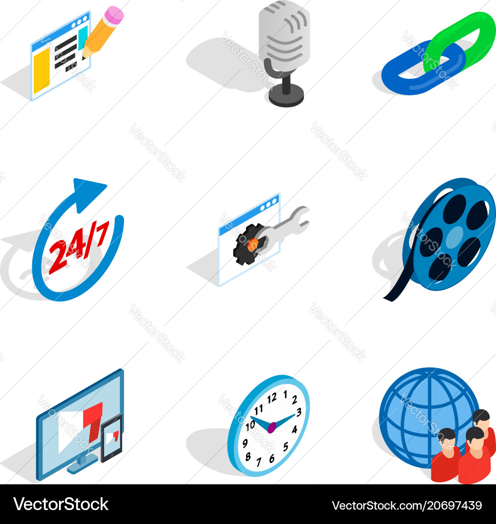 Install icons set isometric style Vector Image