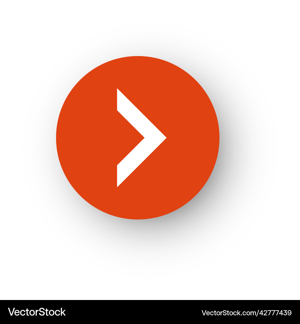 Red button with white arrowhead modern simple Red button with white arrowhead modern simple vector image