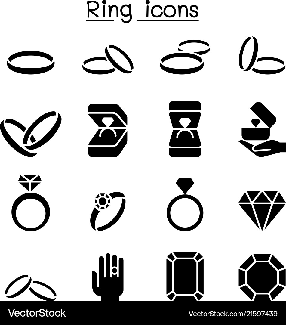 Ring icon set vector image