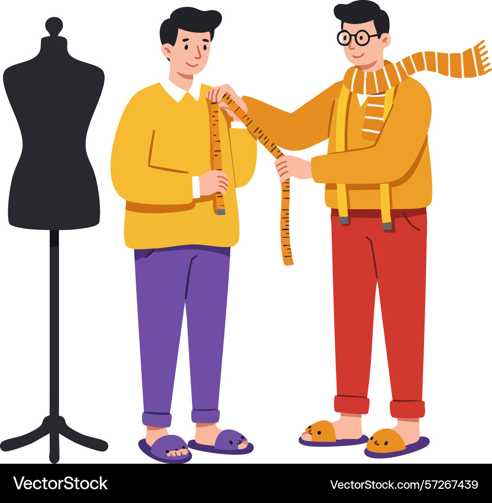 Tailor measuring customer for custom clothes Vector Image